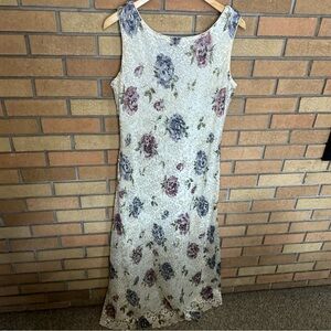 Vintages 80s 90s Ronni Nicole Floral Lace Overlay Maxi Sleeveless Dress Size 14